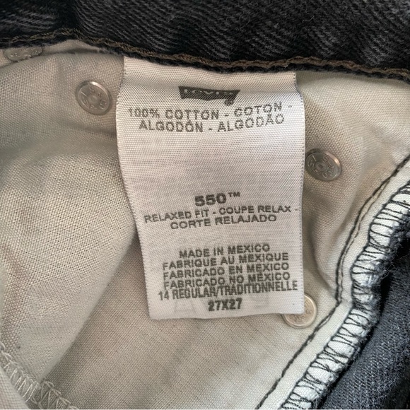 Levi's 550 Black Relaxed Fit Raw Hem Jeans Size 27 - Picture 4 of 16